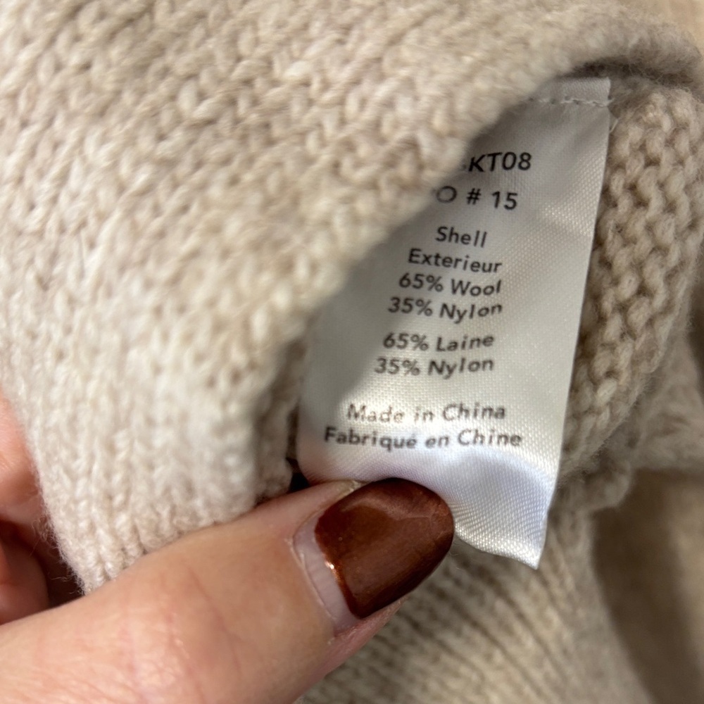 Elizabeth and James Beige V-Neck Sweater with Tie Waist - Picture 7 of 7